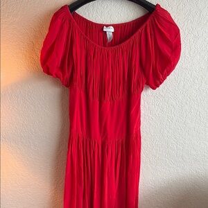 Red Puff Sleeve Dress